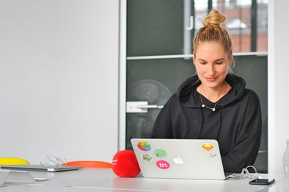 Woman working on her laptop