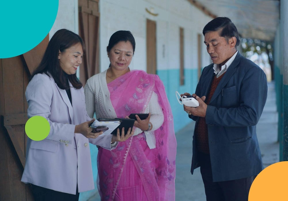 Group of people in Asia talking.