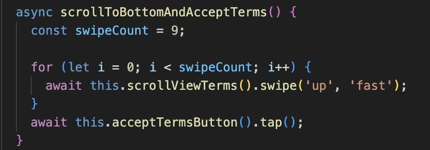 Prompt of refactor the selected code to use the scrollTo function