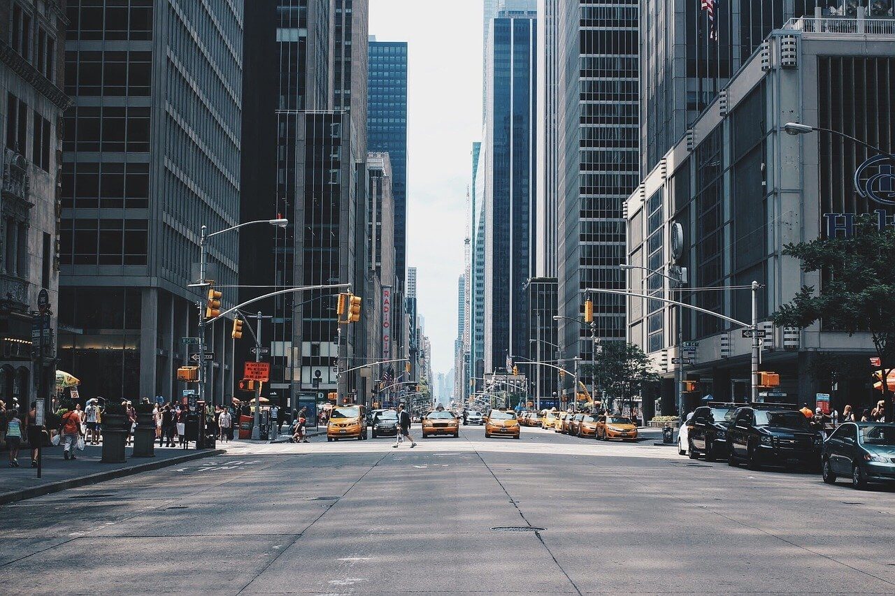 Skyscrapers and a street