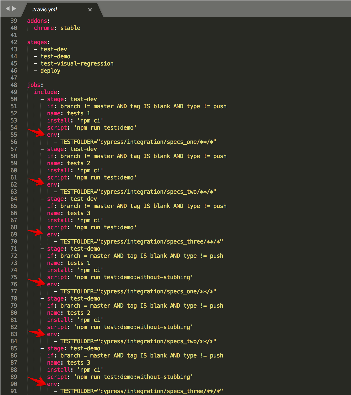 Travis config, design 9