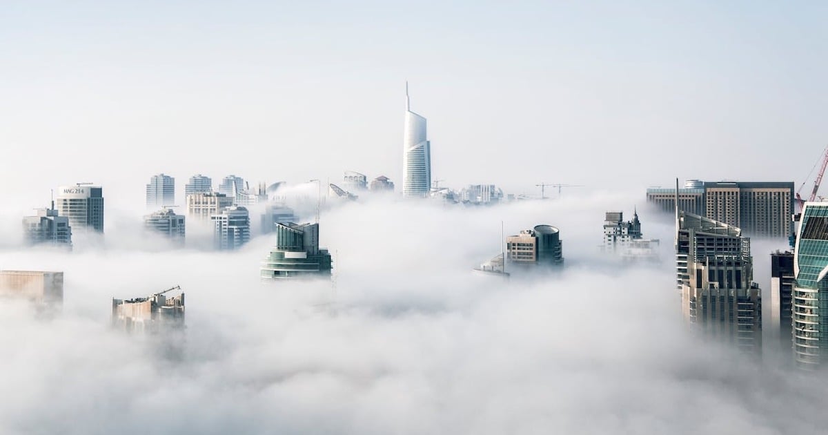 skyscrapers in the clouds