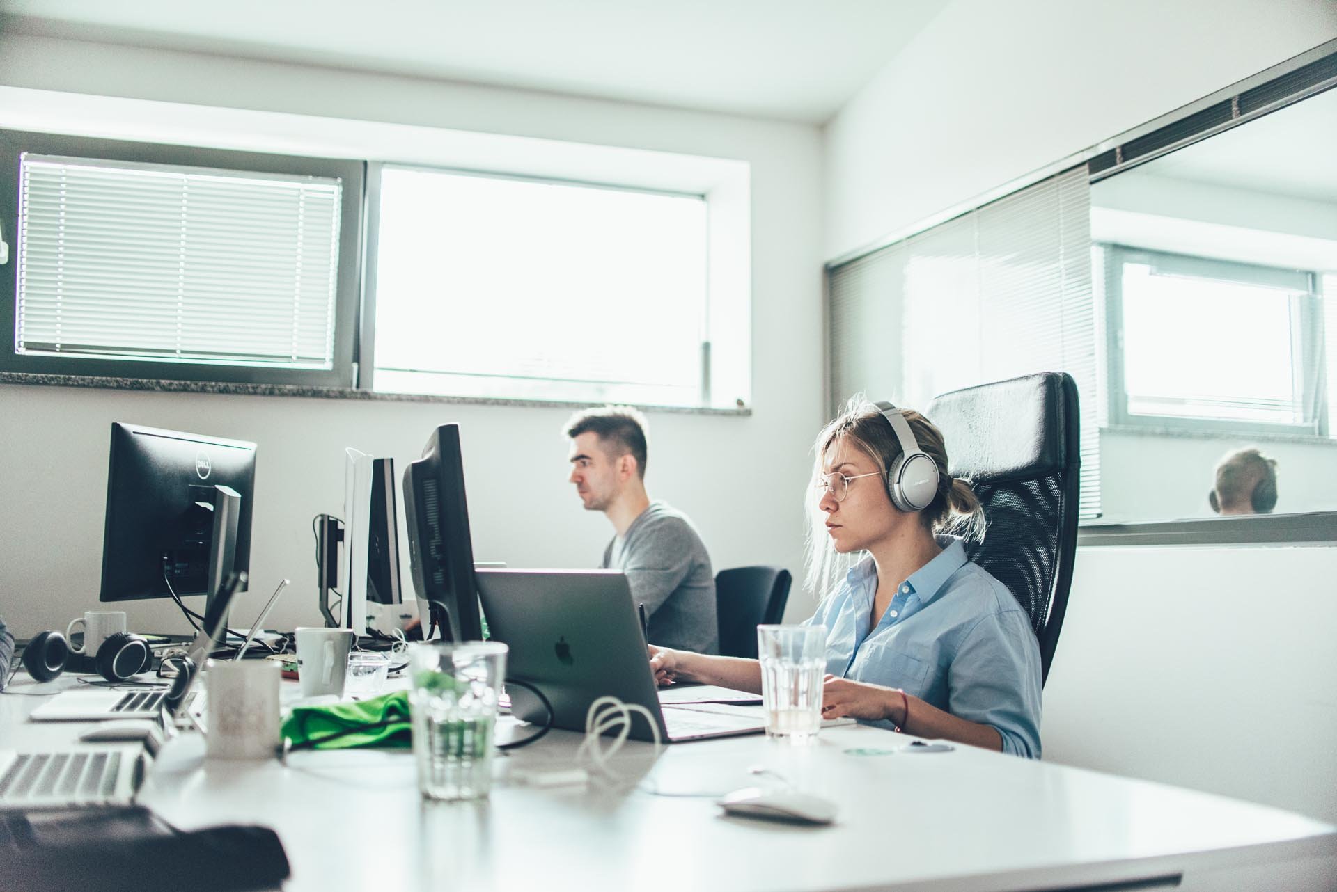 Team of developers and designers working on a healthcare application