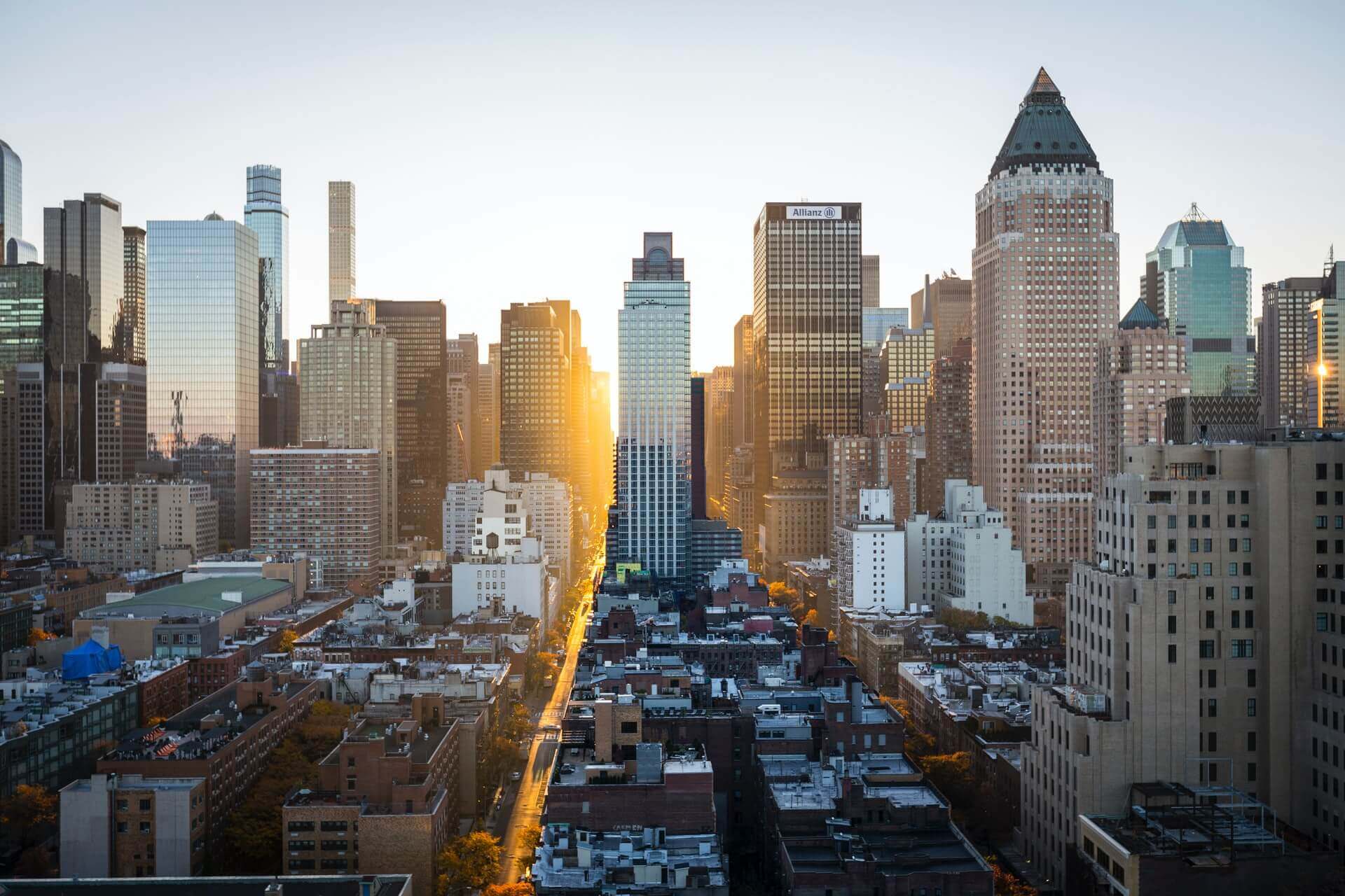 city center with skyscrapers