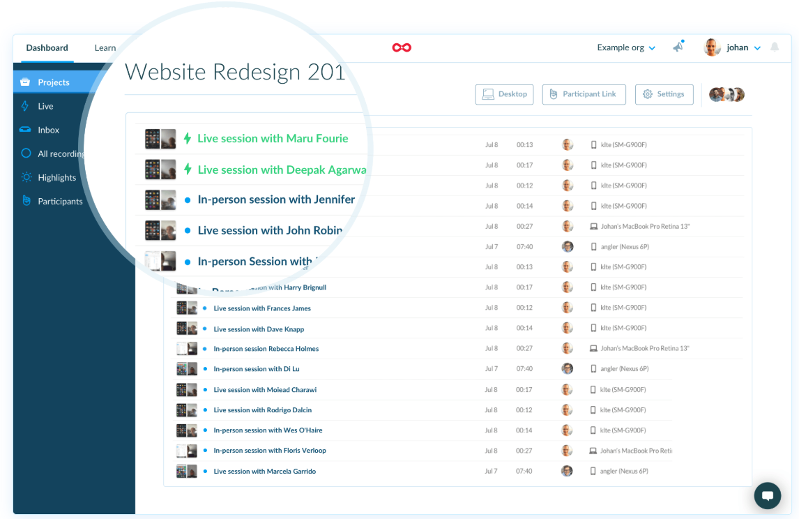 lookback dashboard overview