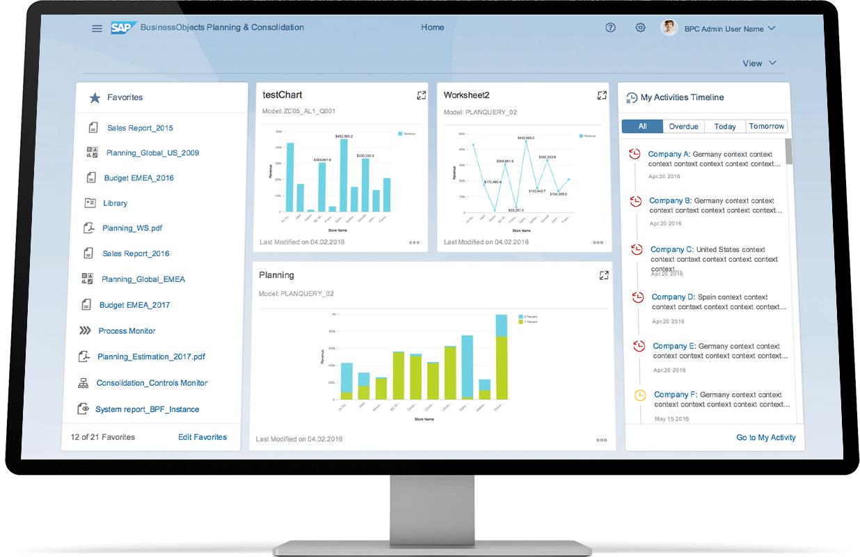 sap bpc dashboard