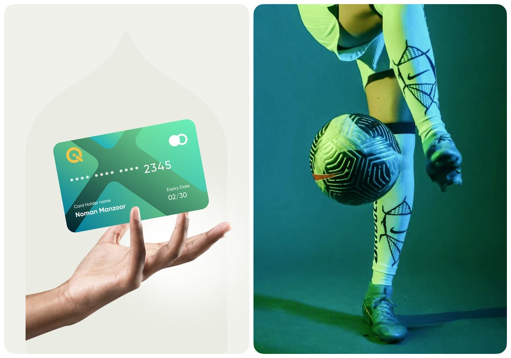 Image showing a credit card and a football player.